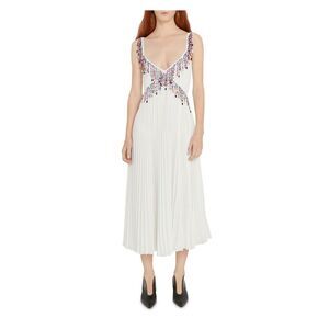 CHRISTOPHER KANE Womens White Lined Adjustable Spaghetti Strap Midi Dress 8